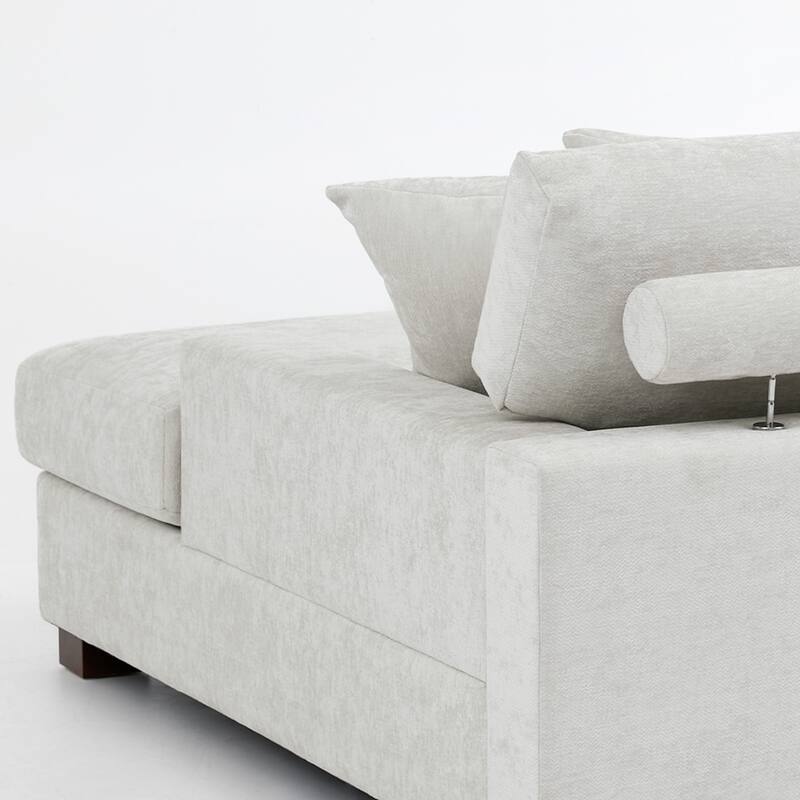 40.8"W Modern Chenille Upholstered Chaise Lounge with Pillow