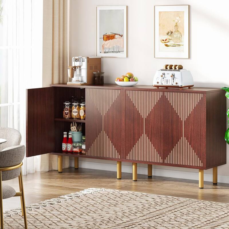 Modern Sideboard Storage Cabinet - Red