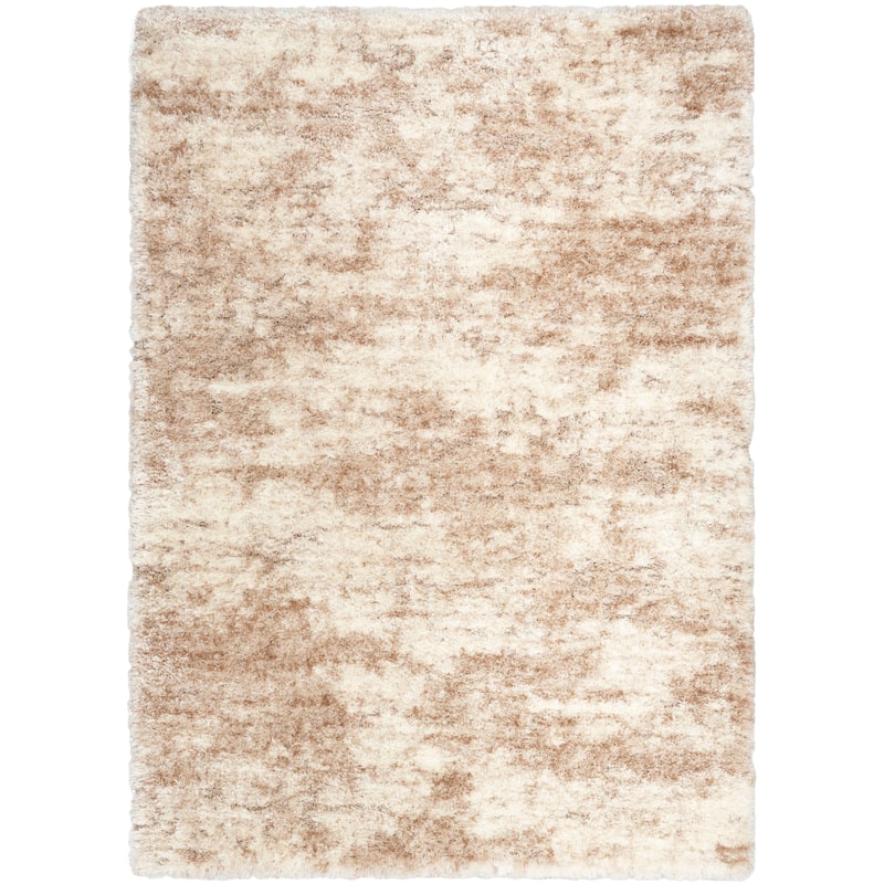 Nourison Luxurious Shag Abstract Glam Ultra Plush Pile Area Rug - 7' 10" x 9' 10" - Ivory/Dark/Beige