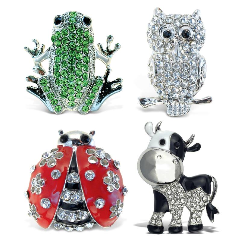 Aqua79 Sparkling Refrigerator Magnet Set Mix with Rhinestone - 4 Pcs - 1.25 inches