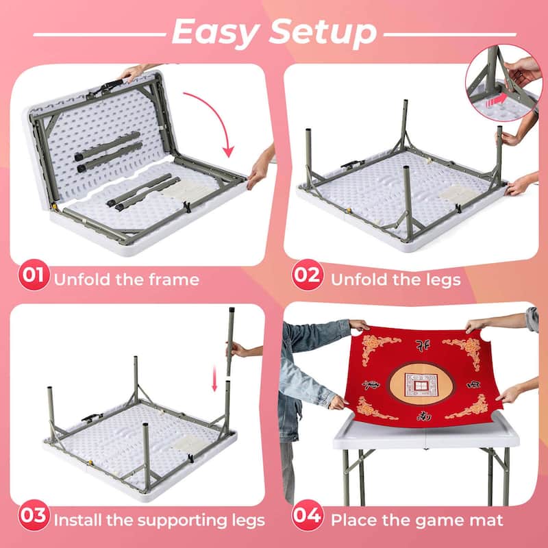 Costway 35" Folding Mahjong Table with Cup Holders & Smooth Felt Mat - See Details