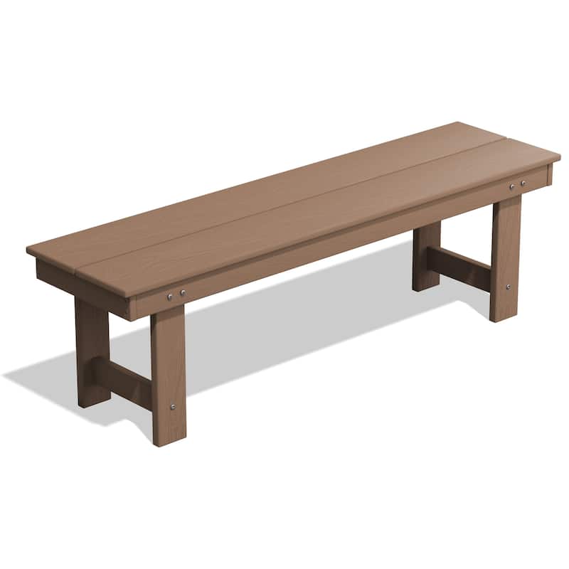 6-Piece HDPE Outdoor Dining Table Sets with Umbrella Hole - 1-Table 4-Chairs-1-Bench