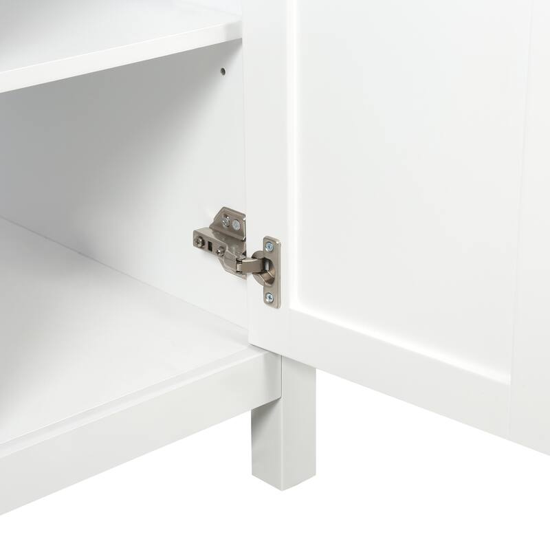 59.3"Bathroom Vanity with Solid Wood Frame, Double SMC Sink, Damping Hinges & Hidden Slides, 4 Doors, 3 Drawers, 2 Flip Drawers