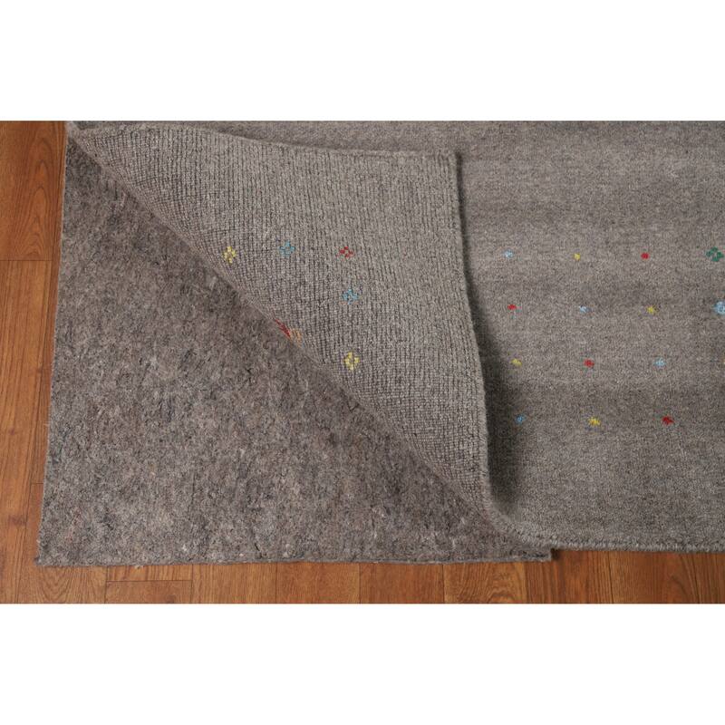 Hand Knotted Oriental 100% Wool Carpet Tribal Tribal Greys & Charcoal Gabbeh Area Rug - 10' 2'' X 8' 5''