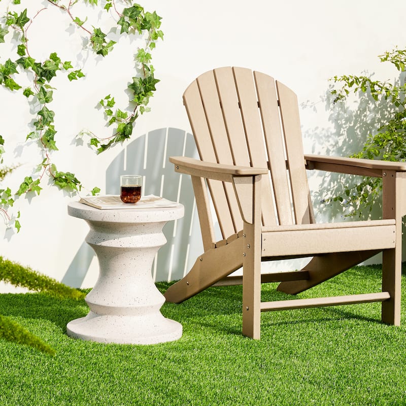 Glitzhome 18"H MGO Black Chess Garden Stool Outdoor Table