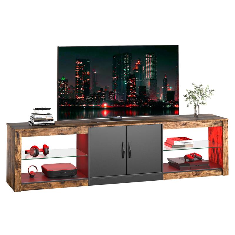 70 inch TV Stand 20 Color RGB Light Entertainment Center