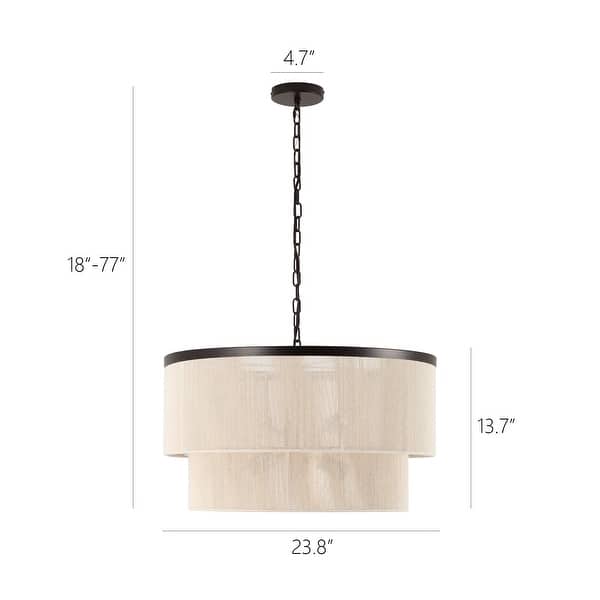 dimension image slide 1 of 4, GetLedel 23.8" 6-Light Dimmable Handwoven Drum Chandelier
