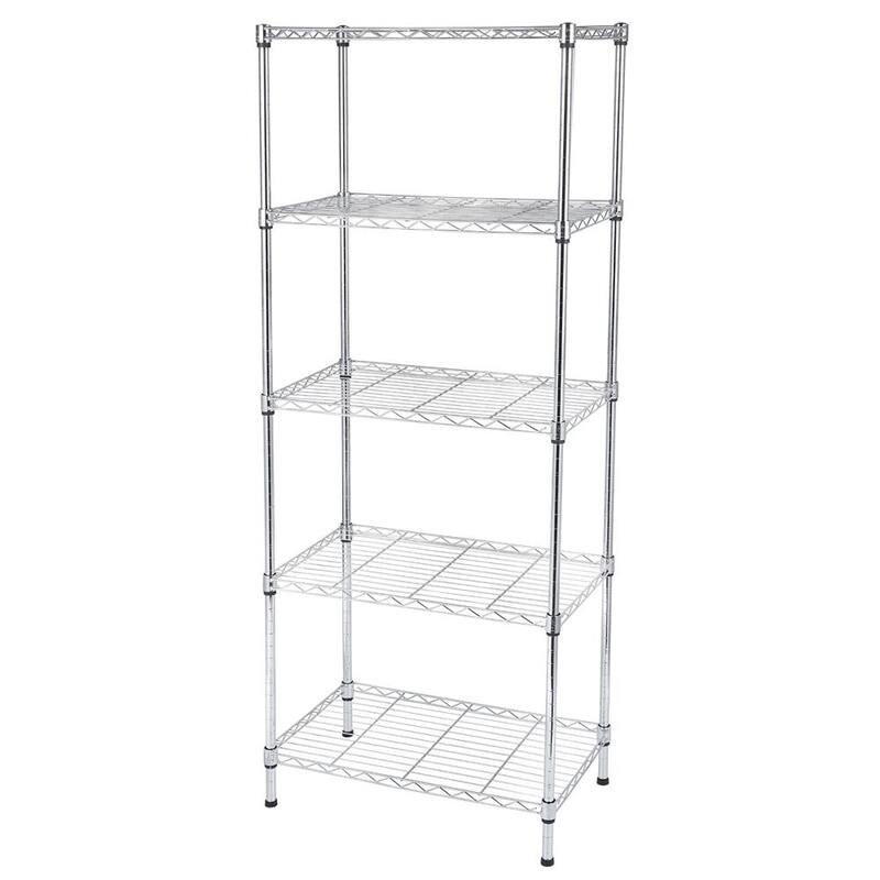 5-Tier Kitchen Metal Organizer Wire Storage Shelving Rack - Silver