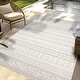 preview thumbnail 54 of 114, Gertmenian Solterra Bohemian Moroccan Global Weather Resistant Polypropylene Flatweave Indoor/ Outdoor Area Rug Collection 5'3"x7' - Ziri Cream