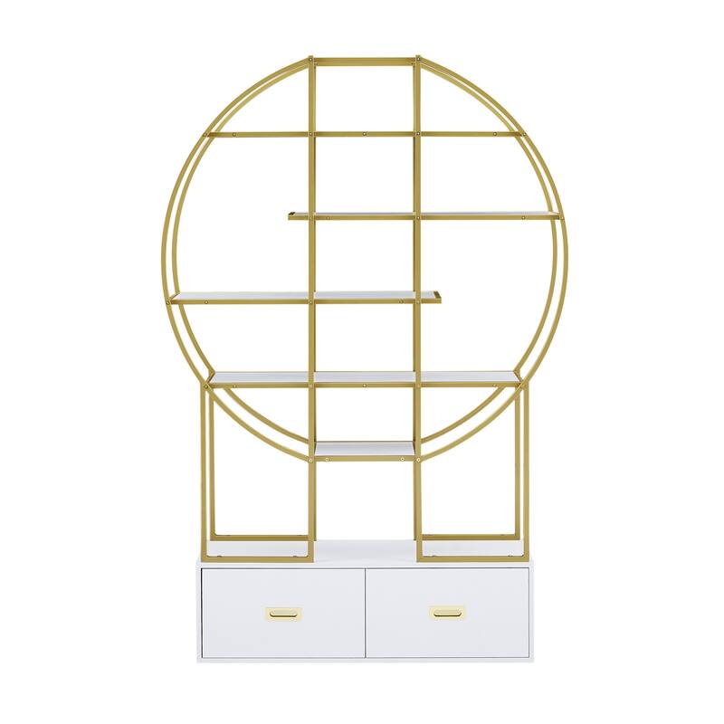70.8 Inch Round Office Bookcase Bookshelf