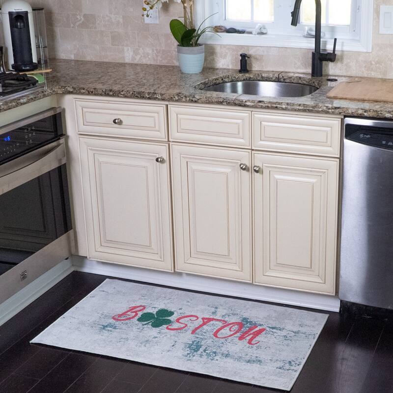 SussexHome Non-Skid Ultra-Thin Area Rugs for Laundry Room, Entryway, Bathroom and Kitchen - Washable Multipurpose Floor Mat