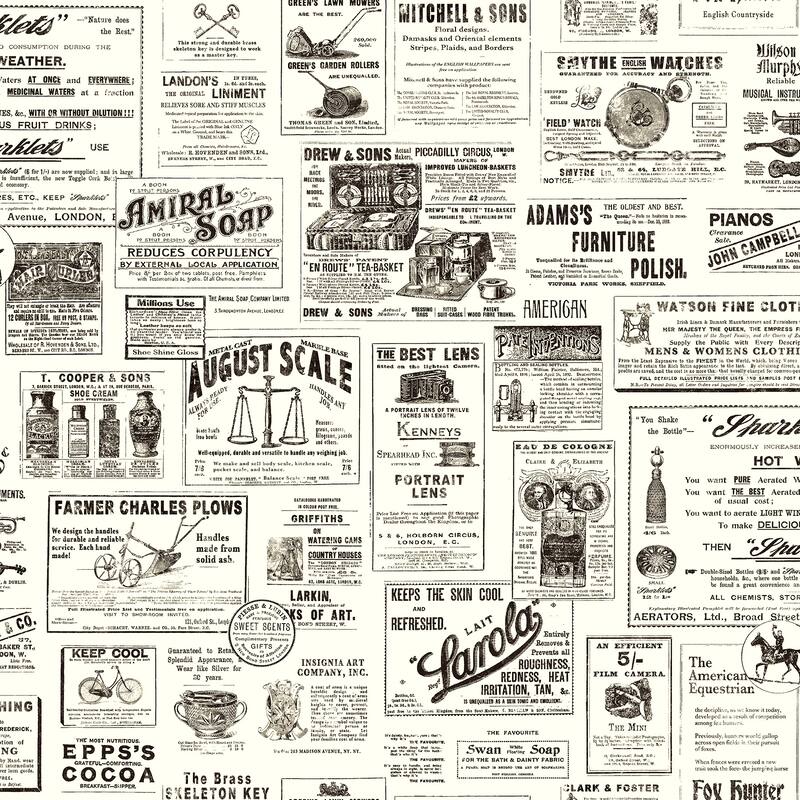 Faux Effects Dolan Adamstown Black Newspaper 33' L X 20.5 W Wallpaper Roll