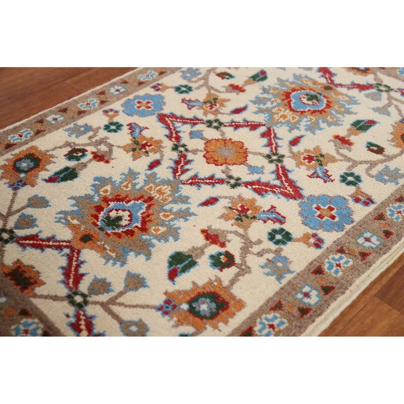 All-Over Floral Kazak Oriental Foyer Rug Hand-Knotted Wool Carpet - 2'0" x 3'0"