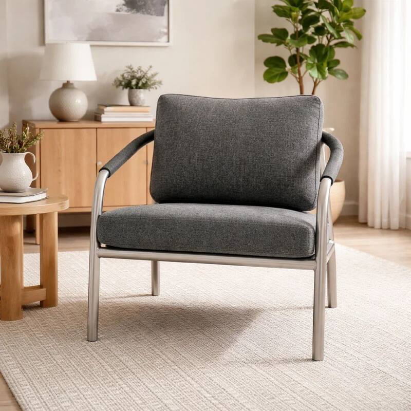Phil 32 Inch Armchair, Slate Gray Rope Accent, Fade Resistant Cushions