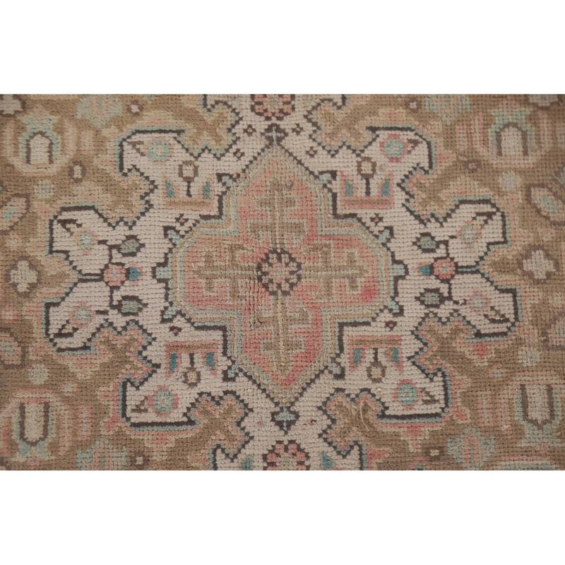 Hand Knotted Oriental 100% Wool Carpet Traditional Medallion Pink Tabriz Area Rug - 9' 4'' X 6' 5''