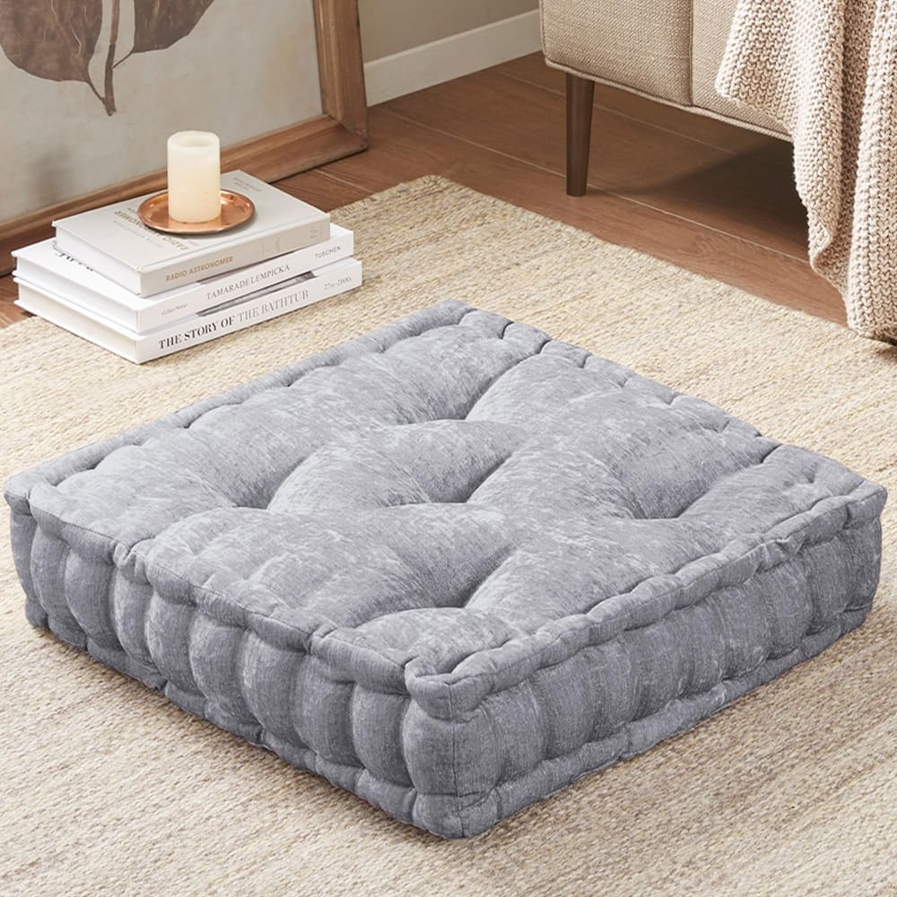 Intelligent Designs Charvi Poly Chenille Square Floor Pillow Cushion