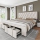 preview thumbnail 8 of 23, Velvet Platform Bed Frame with Storage Drawers Beige - Full