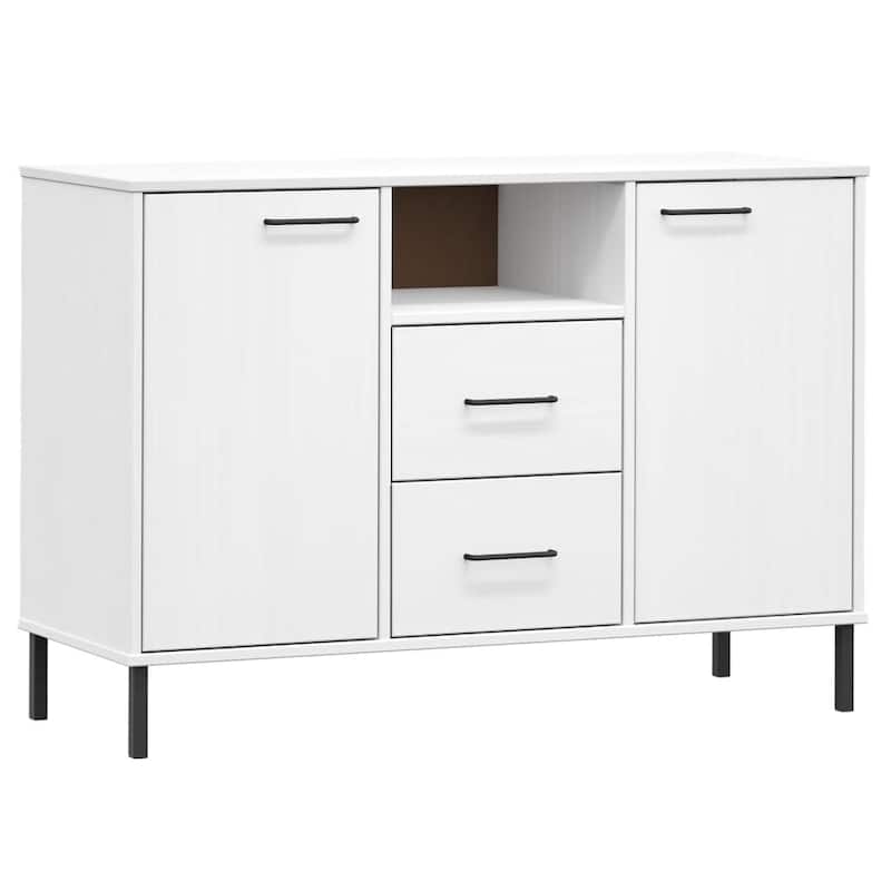 vidaXL Sideboard Buffet Cabinet with Metal Legs for Kitchen Solid Wood OSLO - 44.5" x 15.7" x 30.3"