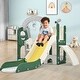 preview thumbnail 34 of 65, 5 in 1 Toddler Slide and Swing Set - Indoor & Outdoor Kids Playground Climber with Telescope - 71.6'' L x 56.3'' W x 45.2'' H