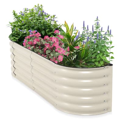 Aoodor 60'' x 24'' x 17'' Metal Raised Garden Bed, Outdoor Elevated Planter Box with Rubber Strap Edging