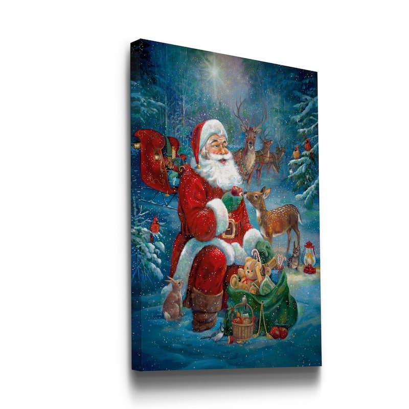 Santa's Woodland Friends-Premium Gallery Wrapped Canvas - Ready to Hang