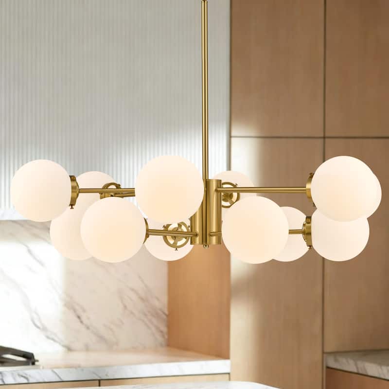 CO-Z Dimmable Modern Linear Sputnik Pendant Chandelier with Frosted Glass Globe Shades (6/8/12 - Light)