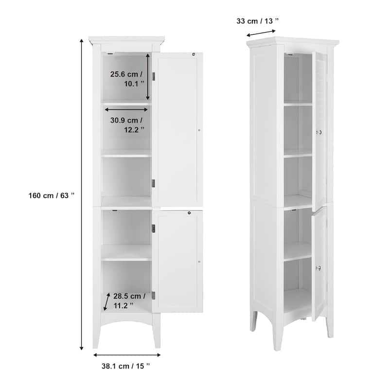Teamson Home Glancy Freestanding Linen Tower - 15"L x 13"W x 63"H
