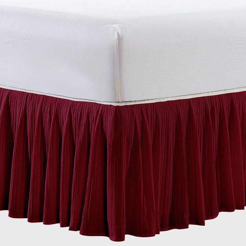 Serenta Pleated Bedskirt 18" Drop - 32 Color Options - Twin - Burgundy