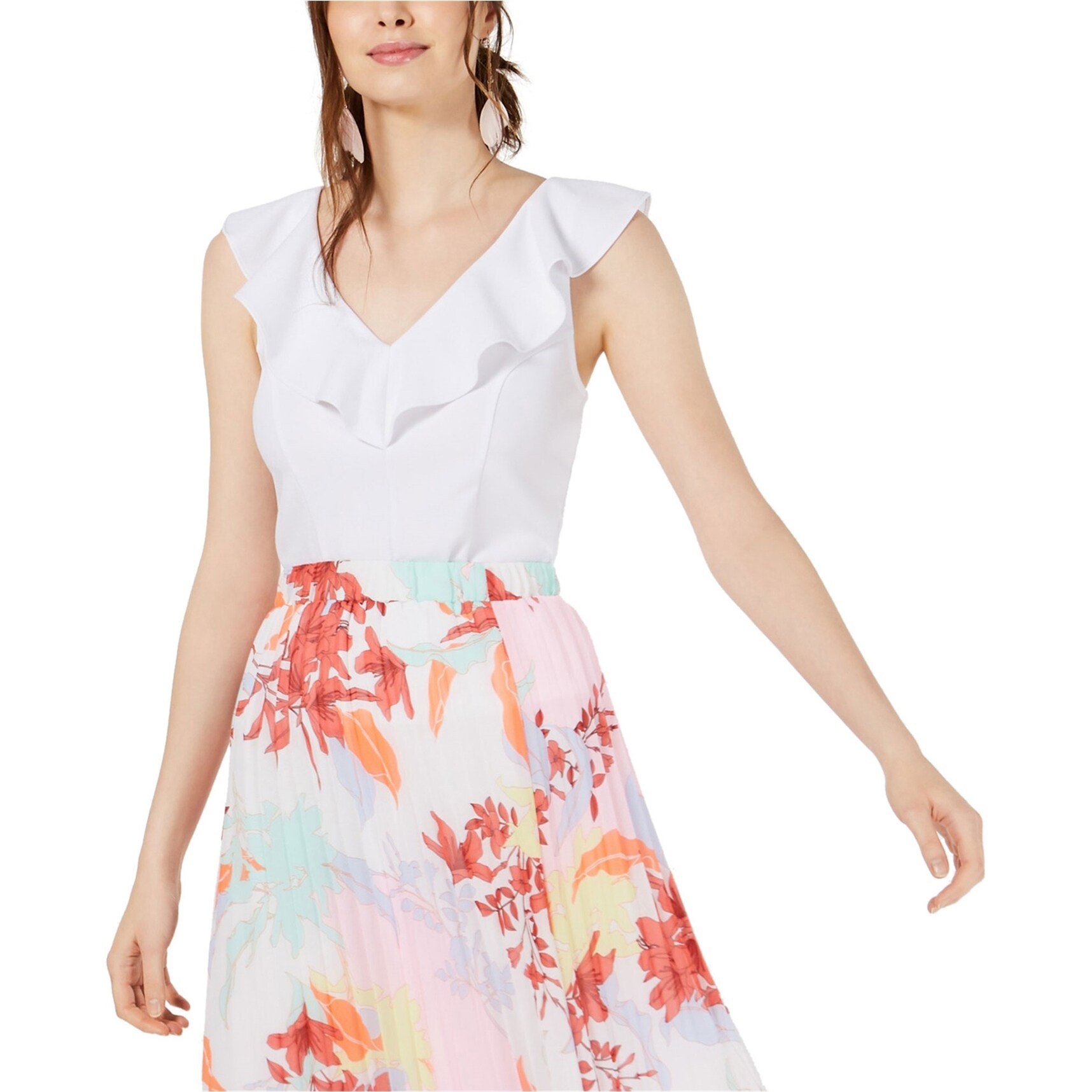 white ruffle v neck blouse