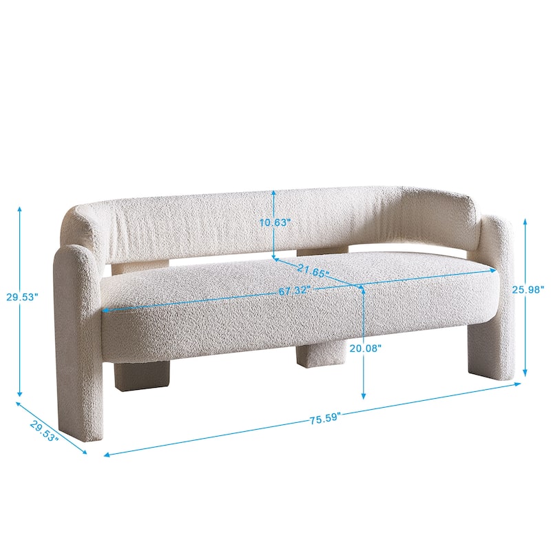 Stylish Boucle Sofa with High-Density Foam & Easy Assembly - 700 lbs Capacity