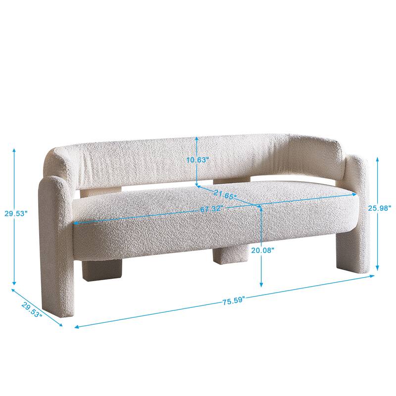 Modern Upholstered Bench Velvet Sofa with Rolled Arms, Loveseat Sofa, Chaise Sofa for Club Living Room Bedroom