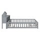 preview thumbnail 34 of 37, Full Size Multifunctional Kids Floor Bed with Storage Headboard and Blackboard, Teens Wooden Platform Bed Frame with Guardrails