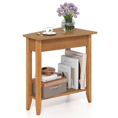 Gymax 2-Tier End Table Irregular Narrow Sofa Side Nightstand w/
