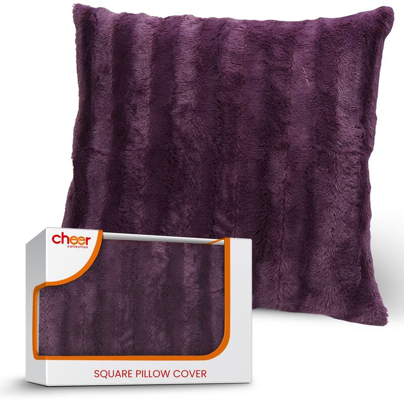 Cheer Collection FauxFur Throw Pillow Cover - 20x20 - Purple