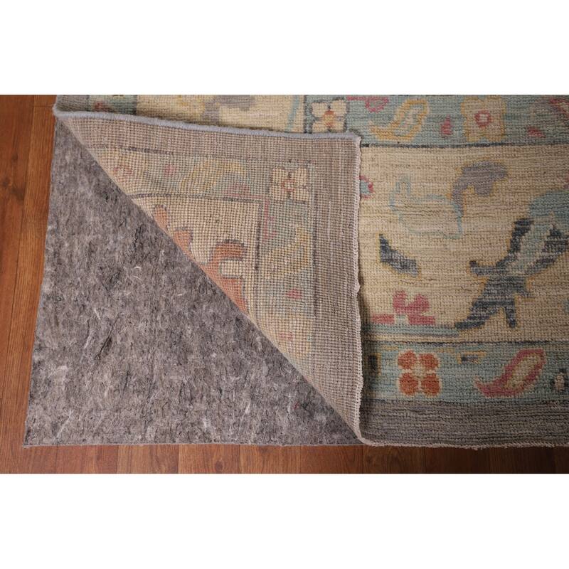 Vegetable Dye Oushak Area Rug Handmade Turkish Wool Carpet - 9'3" x 11'11"