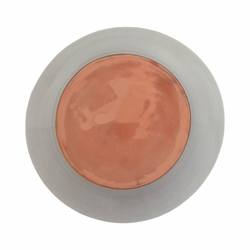 Terracotta Decorative Bowl Glazed Finish Accent Piece - 7" Gray - 13" x 13" x 7"