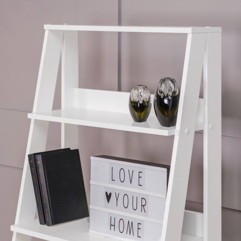 Madesa Modern 5-Tier Ladder Shelf Pantry Storage Space 24 Inch Free Standing Bookshelf Home Office Study Room and Kitchen