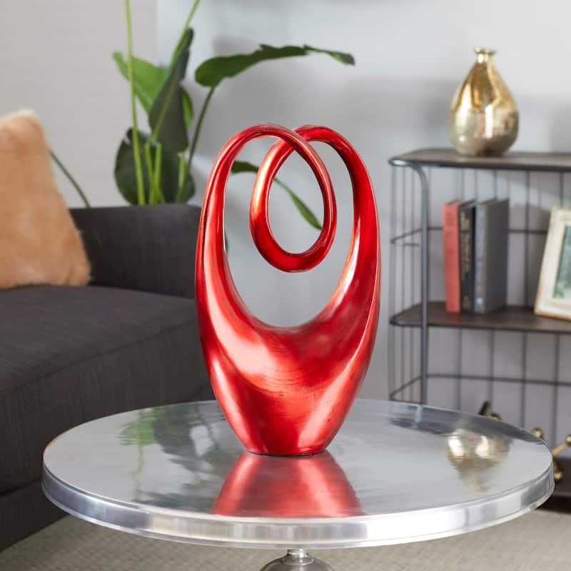 Artistic Polystone Swirl Abstract Sculpture - Orange or Red