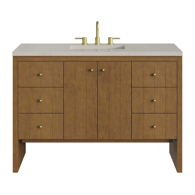 Hudson 48" Single Vanity, w/FreePower Wireless Charger - Honey Oak/Siberian