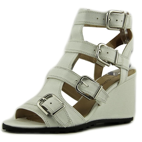 Via Spiga Luxie Women Open Toe Leather White Wedge Sandal