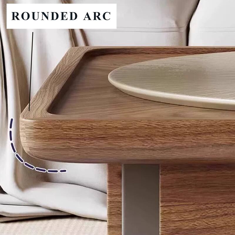 Mid Century 39.37" Square Coffee Table, Brown Walnut Wood
