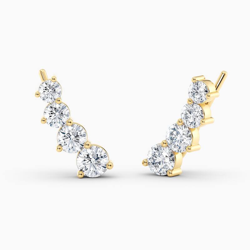 Auriya 1 1/2ctw Round Lab Grown Diamond Climber Earrings 14-karat Gold (E-F, VS1-VS2) - Yellow