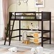 preview thumbnail 26 of 36, Elegant Twin Size Loft Bed Wooden Kids Bed with Ladder,Guardrail,Stair,Storage Drawers and Desk Espresso