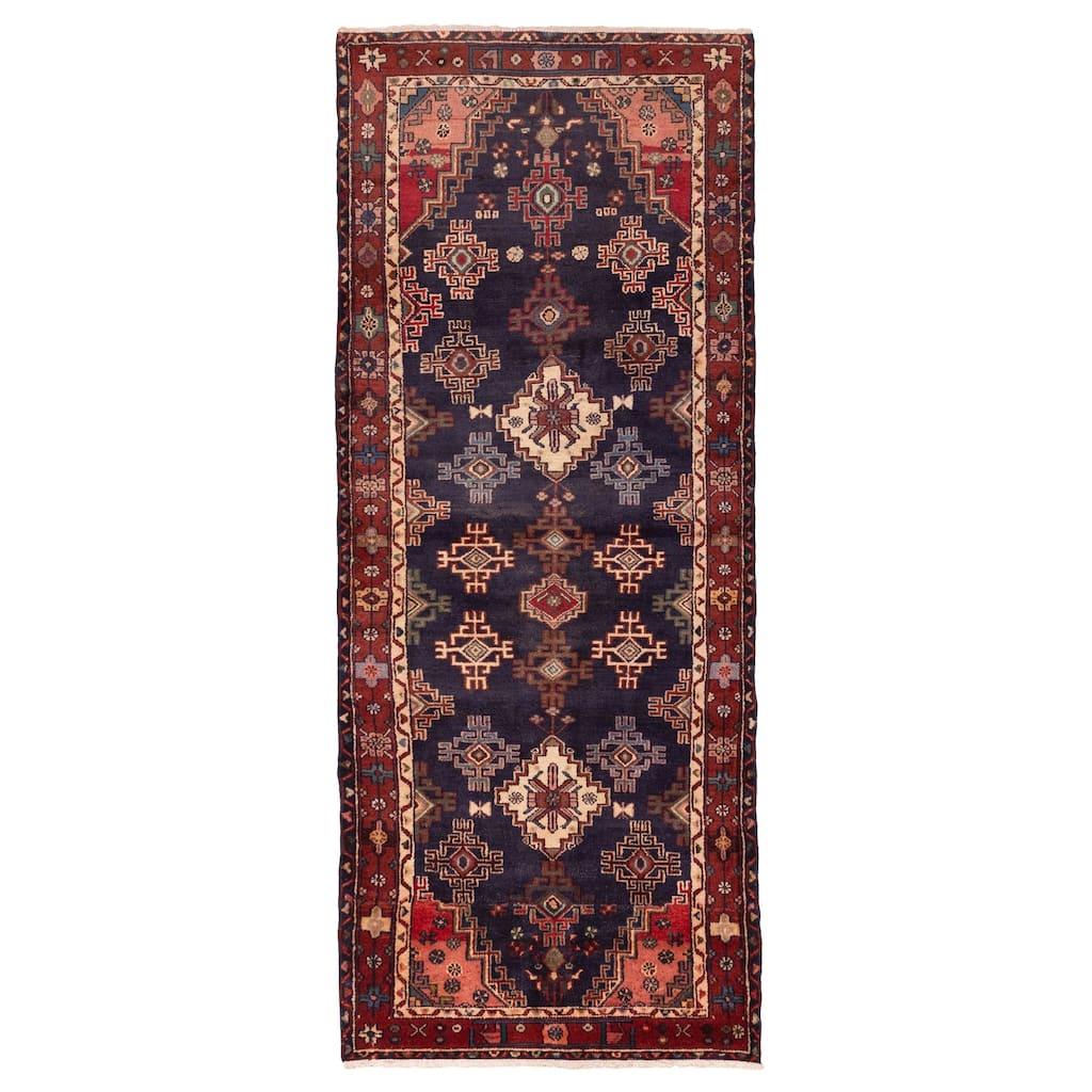 ECARPETGALLERY Hand-knotted Andelz Navy Wool Rug - 3'3 x 8'6