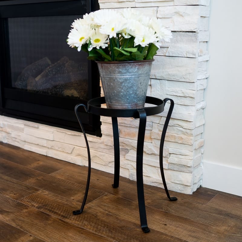 Achla Designs Large Indoor Outdoor Patio Flowerpot Plant Stand, 18 Inch Tall, Black Powder Coat Finish