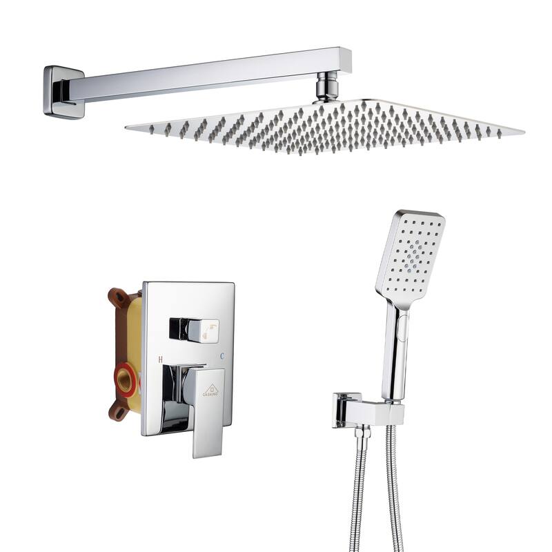 3-Spray Pattern 10 in. Wall Mount Shower System Shower Head and Functional Handheld, Chrome (Valve Included) - 10 inch