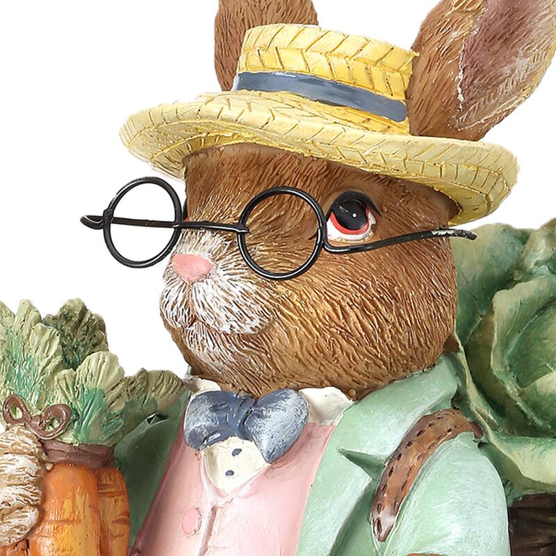 Resin Bunny W Veggies 9"