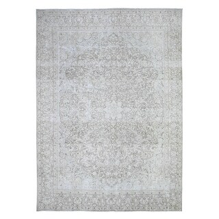 Shahbanu Rugs Monochromatic Colors Pure Wool Worn and Distressed ...