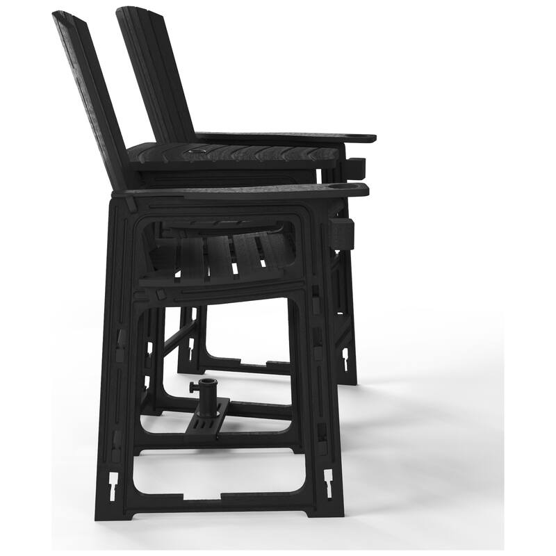 Polytrends Coastline Outdoor Poly Bar Chair Set with Connecting Tray & Cup Holder