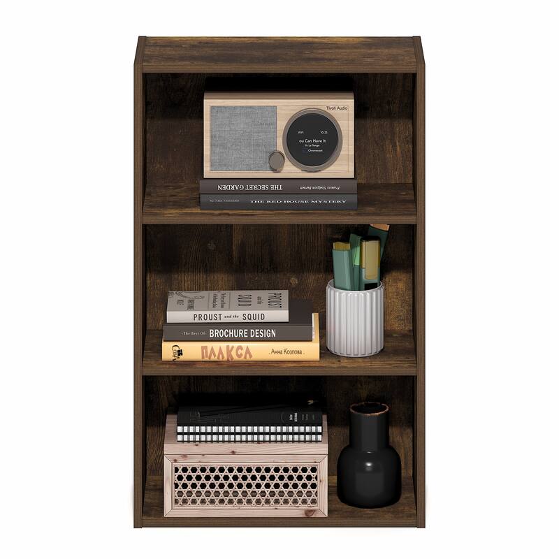 Furinno Basic 3-Tier Open Shelf Bookcase, Bookshelf, Storage Organizer, 7 x 17 x 26